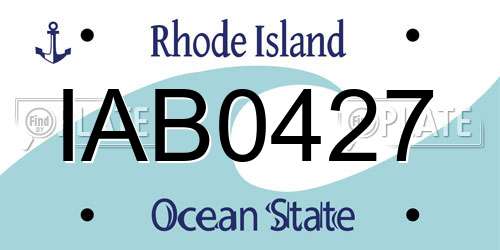 IAB0427 Rhode Island License Plate