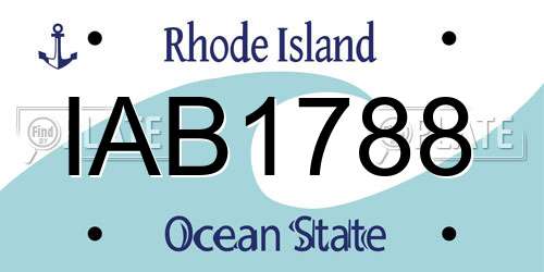 IAB1788 Rhode Island License Plate