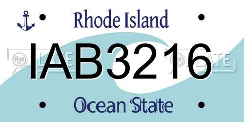 IAB3216 Rhode Island License Plate