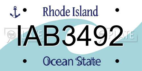 IAB3492 Rhode Island License Plate