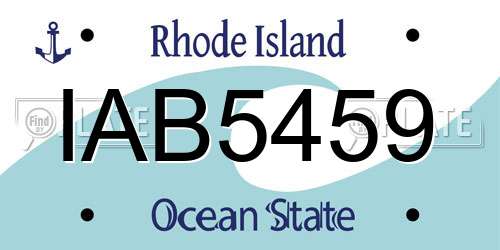 IAB5459 Rhode Island License Plate