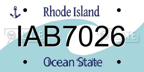 IAB7026 Rhode Island License Plate