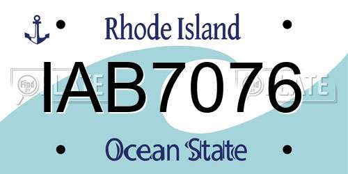 IAB7076 Rhode Island License Plate