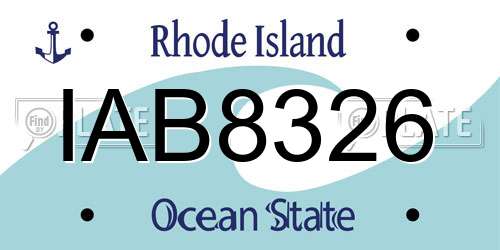 IAB8326 Rhode Island License Plate