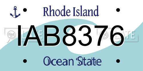 IAB8376 Rhode Island License Plate