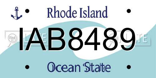 IAB8489 Rhode Island License Plate