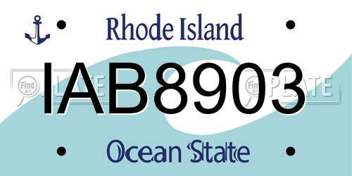 IAB8903 Rhode Island License Plate