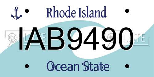 IAB9490 Rhode Island License Plate
