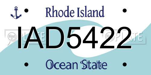 IAD5422 Rhode Island License Plate