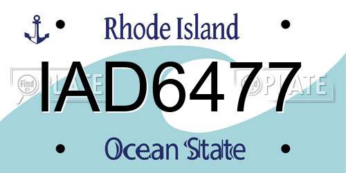 IAD6477 Rhode Island License Plate
