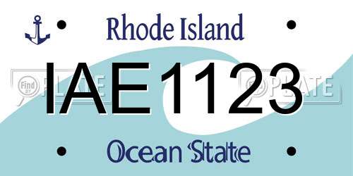 IAE1123 Rhode Island License Plate