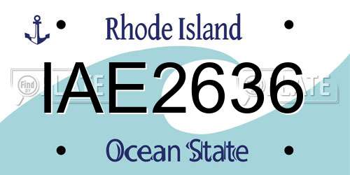 IAE2636 Rhode Island License Plate