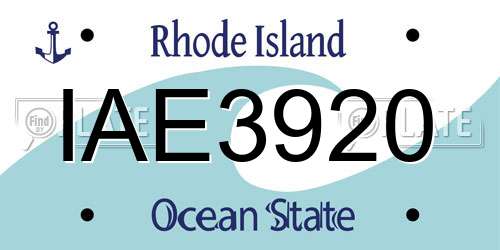 IAE3920 Rhode Island License Plate
