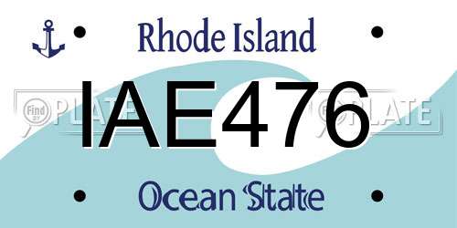 IAE476 Rhode Island License Plate