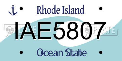 IAE5807 Rhode Island License Plate