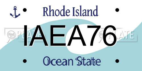 IAEA76 Rhode Island License Plate