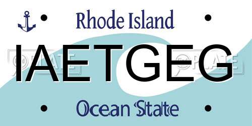 IAETGEG Rhode Island License Plate