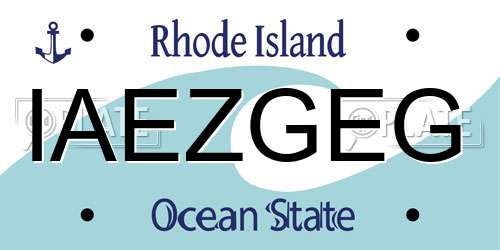 IAEZGEG Rhode Island License Plate