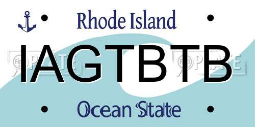 IAGTBTB Rhode Island License Plate