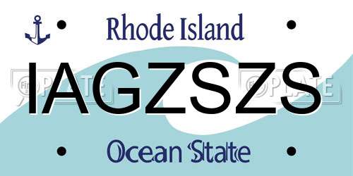 IAGZSZS Rhode Island License Plate