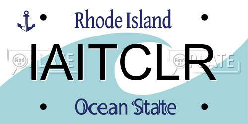 IAITCLR Rhode Island License Plate
