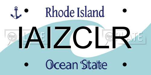 IAIZCLR Rhode Island License Plate