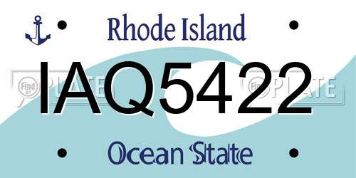 IAQ5422 Rhode Island License Plate