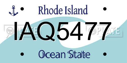 IAQ5477 Rhode Island License Plate