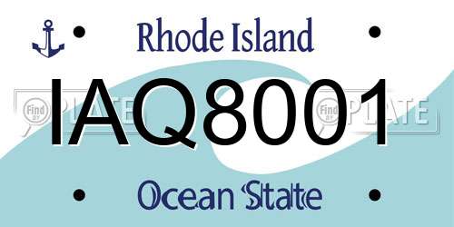 IAQ8001 Rhode Island License Plate