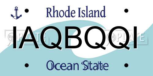 IAQBQQI Rhode Island License Plate