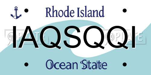 IAQSQQI Rhode Island License Plate
