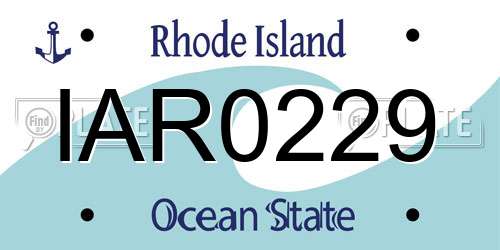 IAR0229 Rhode Island License Plate