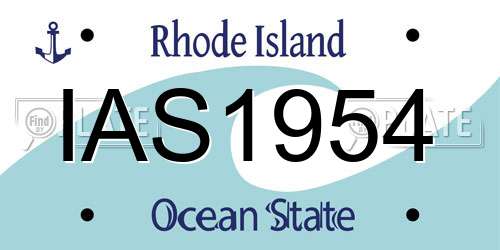 IAS1954 Rhode Island License Plate