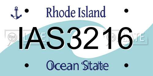 IAS3216 Rhode Island License Plate