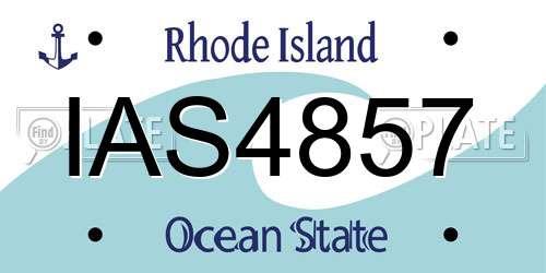 IAS4857 Rhode Island License Plate