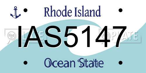 IAS5147 Rhode Island License Plate