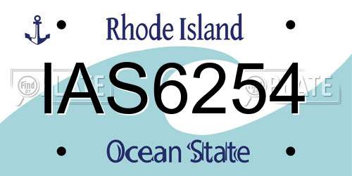 IAS6254 Rhode Island License Plate