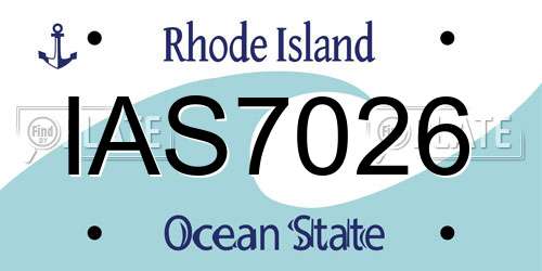IAS7026 Rhode Island License Plate