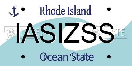 IASIZSS Rhode Island License Plate