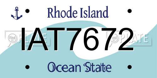 IAT7672 Rhode Island License Plate