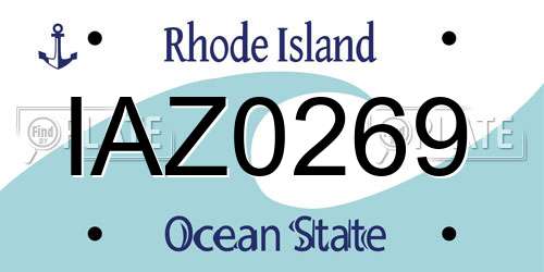 IAZ0269 Rhode Island License Plate
