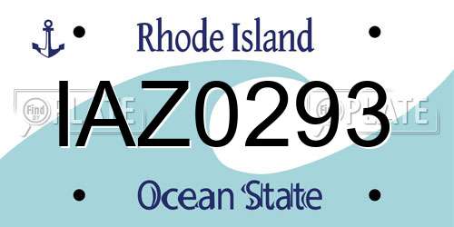 IAZ0293 Rhode Island License Plate