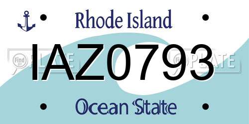 IAZ0793 Rhode Island License Plate