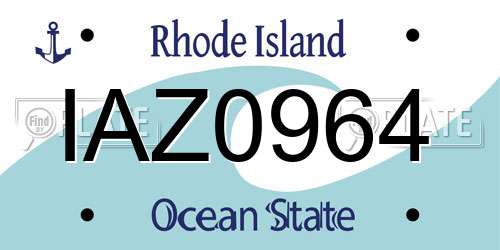 IAZ0964 Rhode Island License Plate