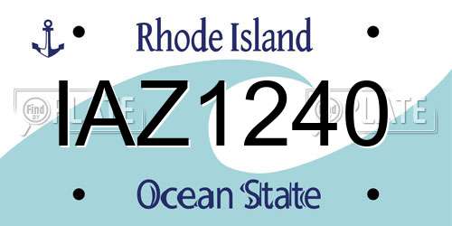 IAZ1240 Rhode Island License Plate