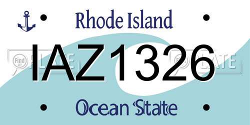 IAZ1326 Rhode Island License Plate