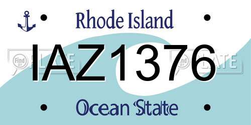 IAZ1376 Rhode Island License Plate