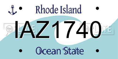 IAZ1740 Rhode Island License Plate