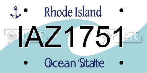 IAZ1751 Rhode Island License Plate