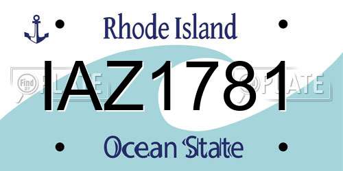 IAZ1781 Rhode Island License Plate